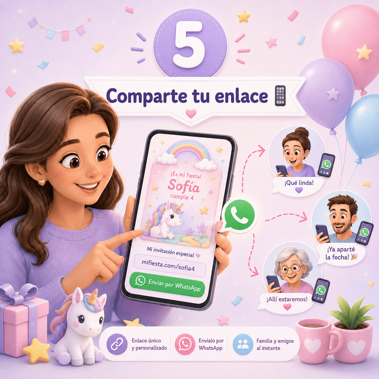 Comparte tu invitación por WhatsApp