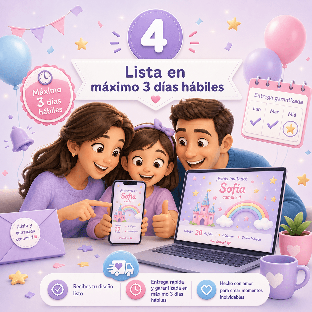 Recibe tu Invitación Kids terminada