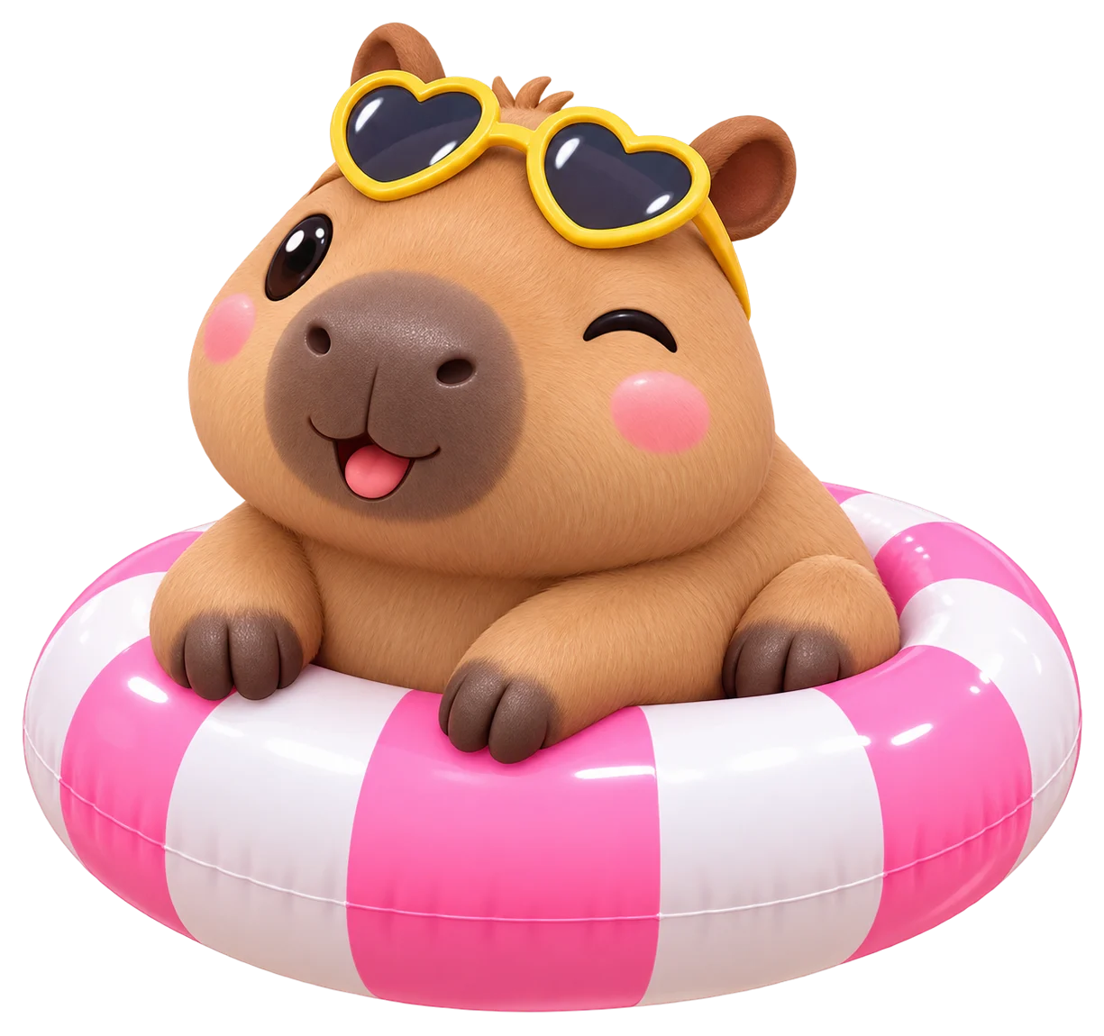 Capibara en flotador